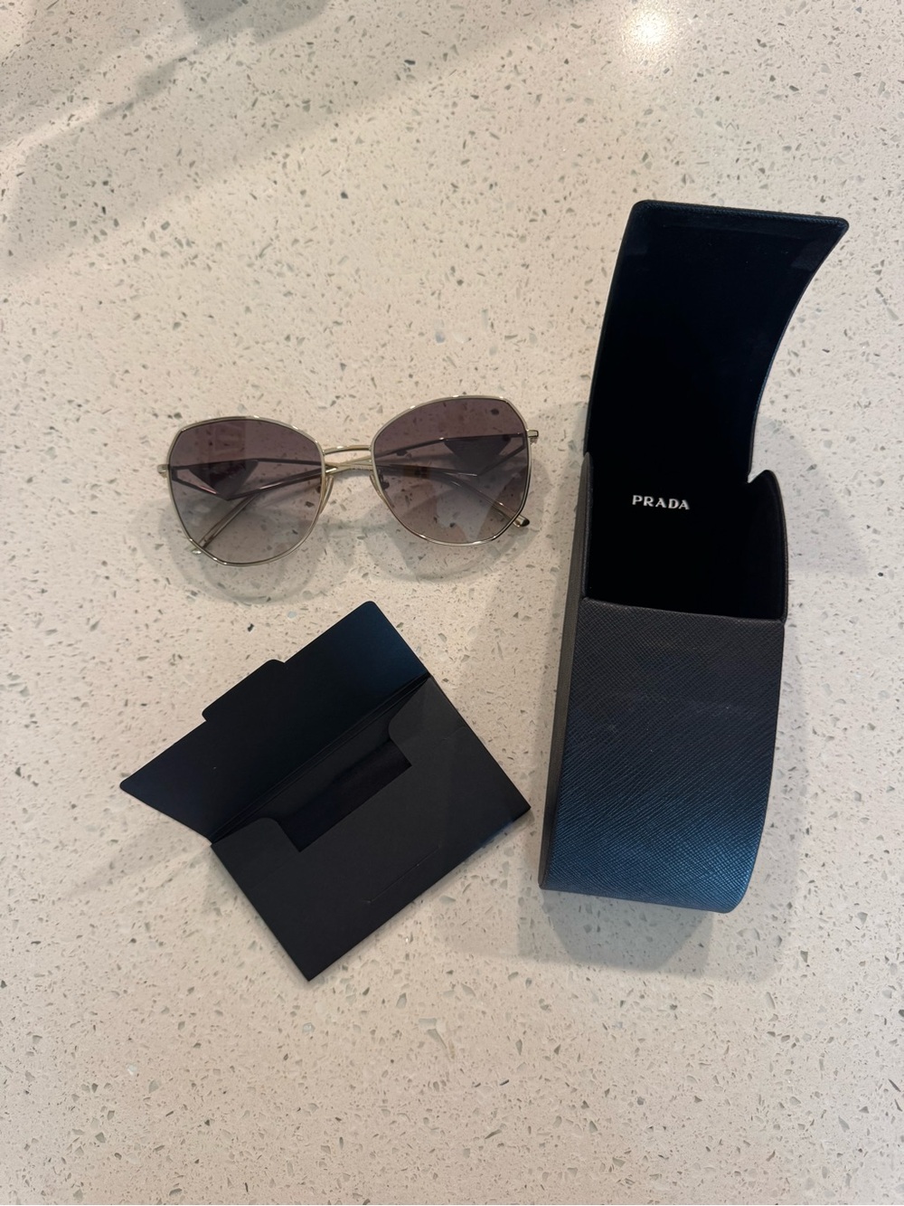Prada Gold Frame Sunglasses with Gradient Brown Lenses